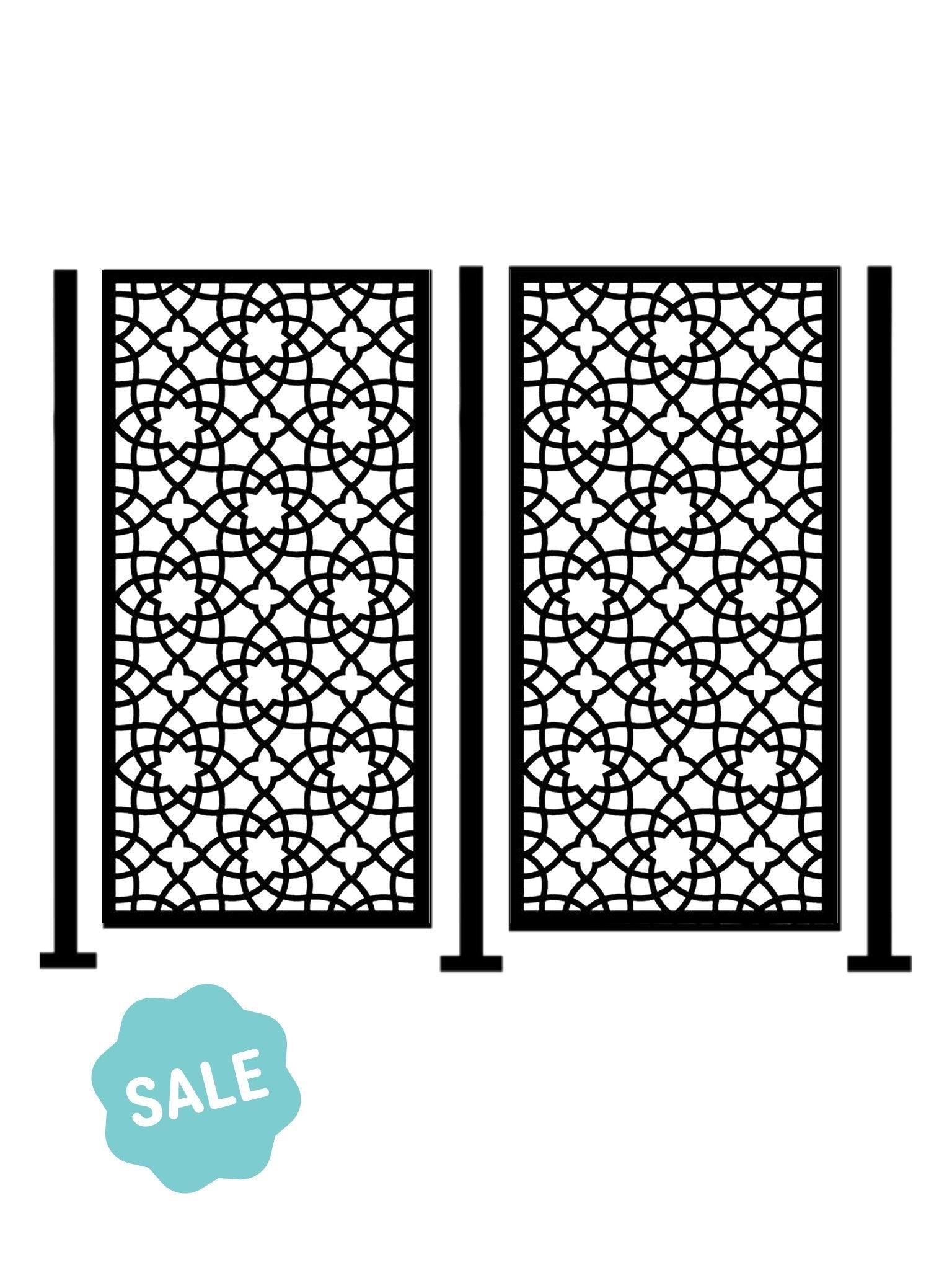 2 Black Alhambra Large Screen with 3 Posts - Screen With Envy