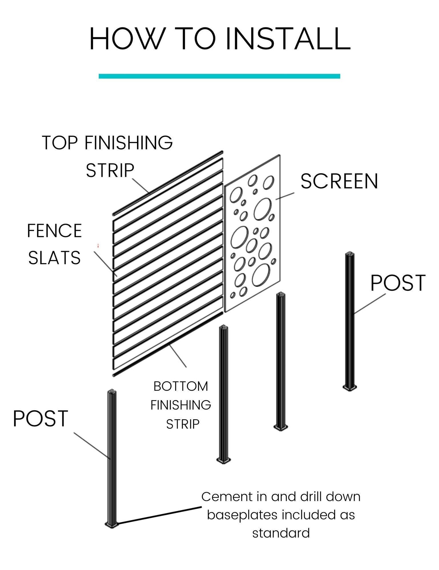 2 Black Verdure Large Screen with 3 Posts - Screen With Envy