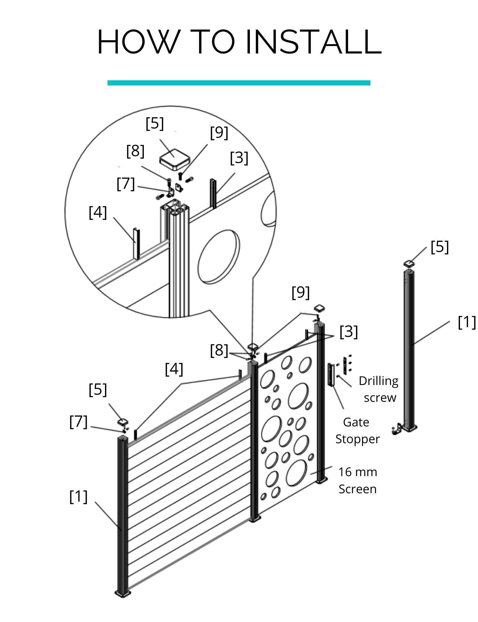 2 Vector Large Screen with 3 Posts - Screen With Envy