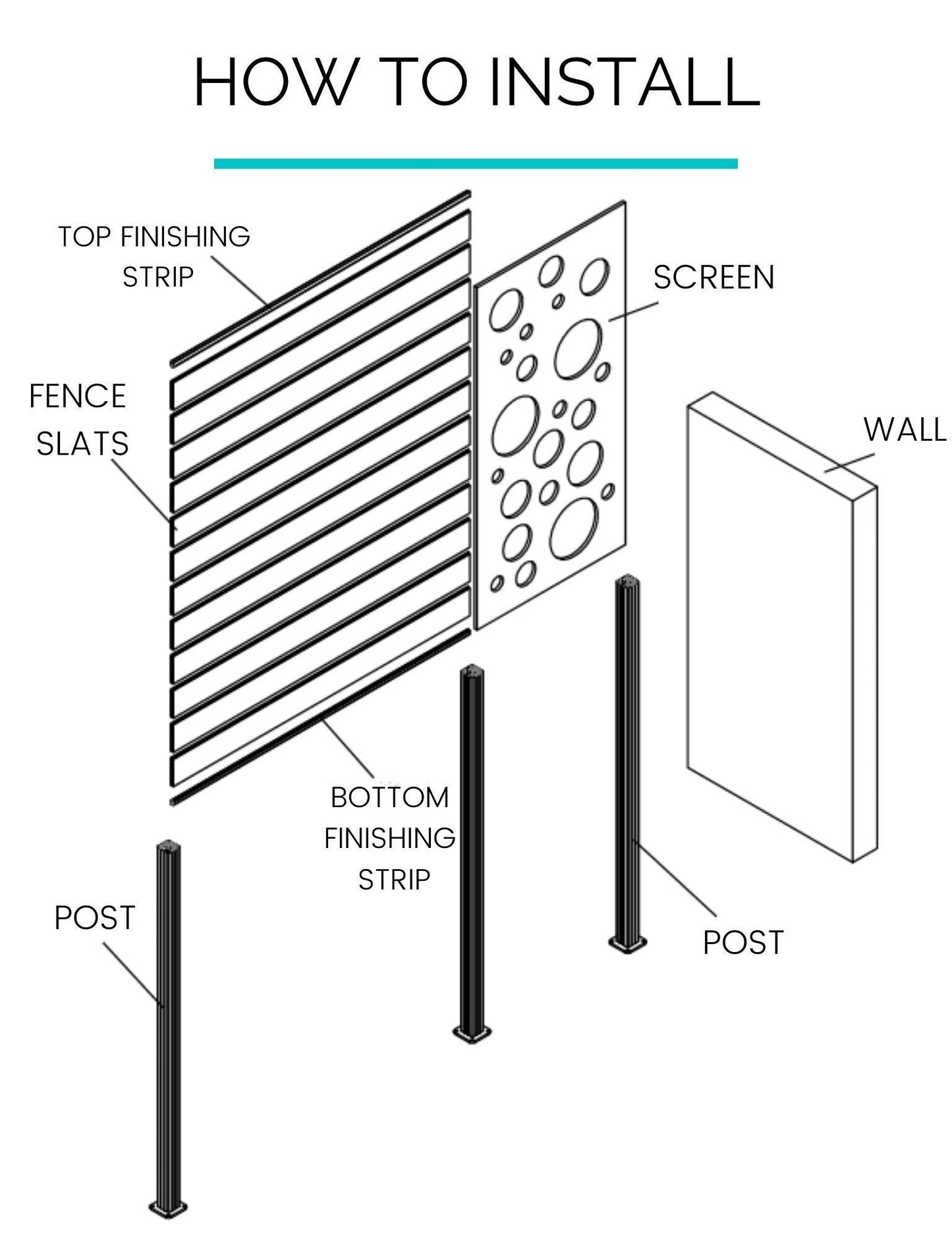 2 Vector Large Screen with 3 Posts - Screen With Envy