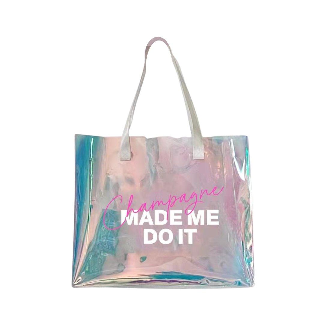 Exclusive o2 Champagne Made Me Do It Holographic Tote Bag